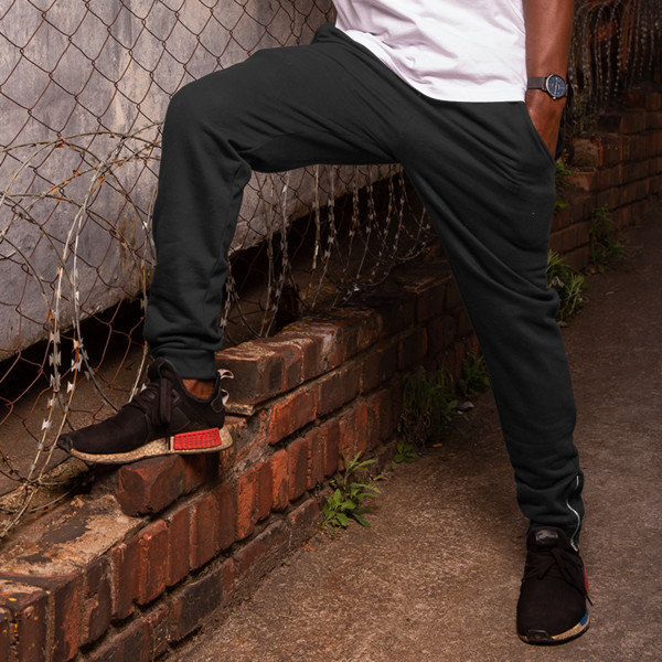 Men's Skinny-Leg Sweatpants With Side Zip Front (Charcoal Melange)
