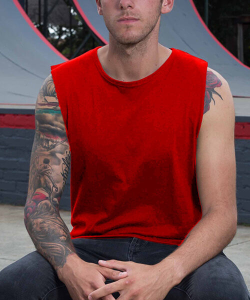 Men's Sleeveless T-Shirt Front (Red)