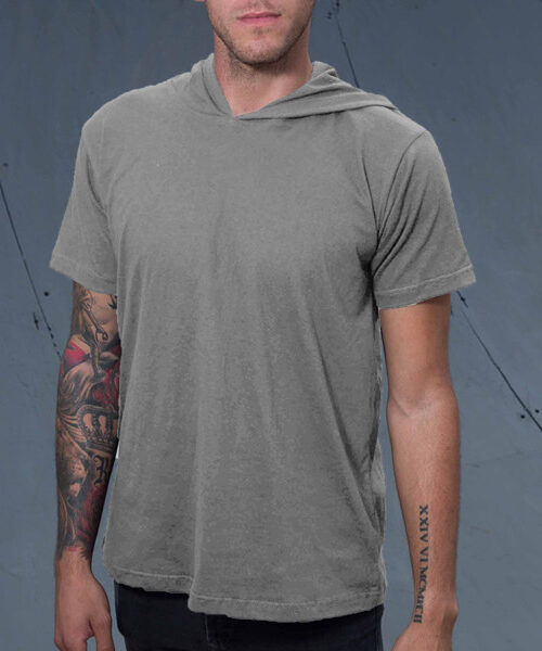 Men's T-Shirt Hoodie Front (Grey Melange)