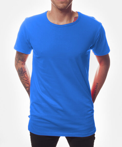 Men's T-Shirt With Side Slit Front (Denim Blue Melange)
