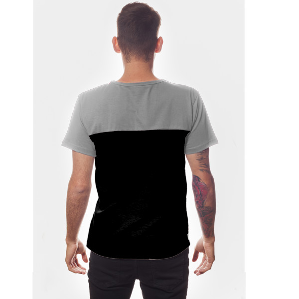 Men's Two-Tone T-Shirt Back (Grey Melange Black)