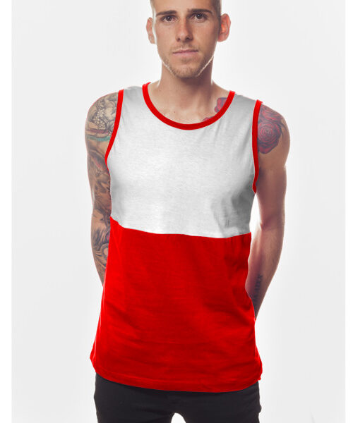 Men's Two-Tone Vest With Solid Back Front (Red & White)