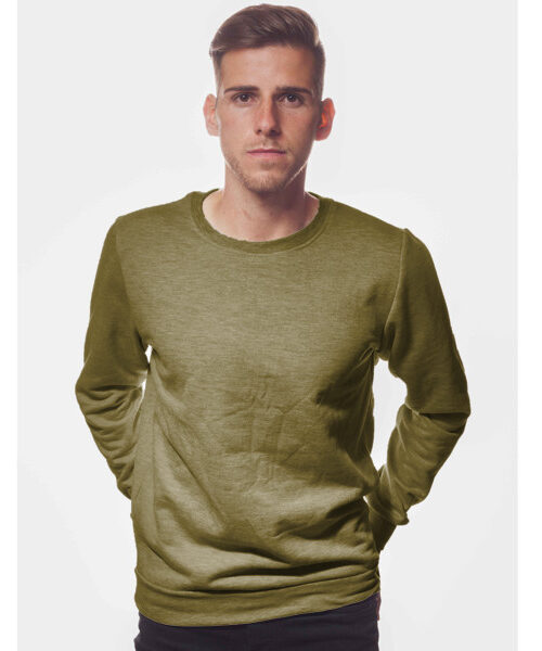 Unisex Crew Neck Sweater Front (Olive Green)