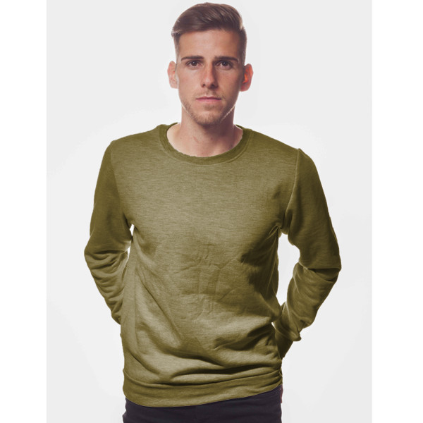 Unisex Crew Neck Sweater Front (Olive Green)