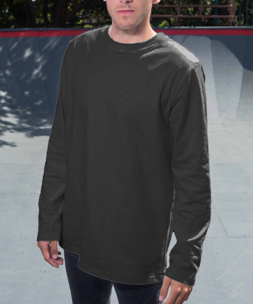 Unisex Longline Sweater Front (Charcoal Melange)