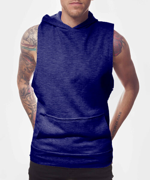 Unisex Sleeveless Hoodie Front (Navy)